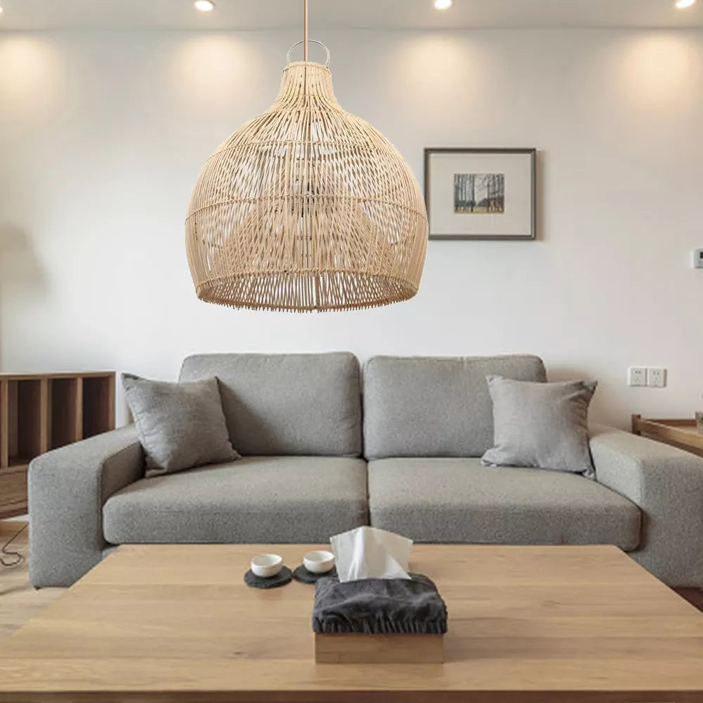 RattaLume - Elegante Rattanschaukel für Innen- und Außenbereich, Fein handgefertigte Beleuchtung