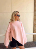 Maglione rosa elegante da donna con scollo rotondo per un look raffinato