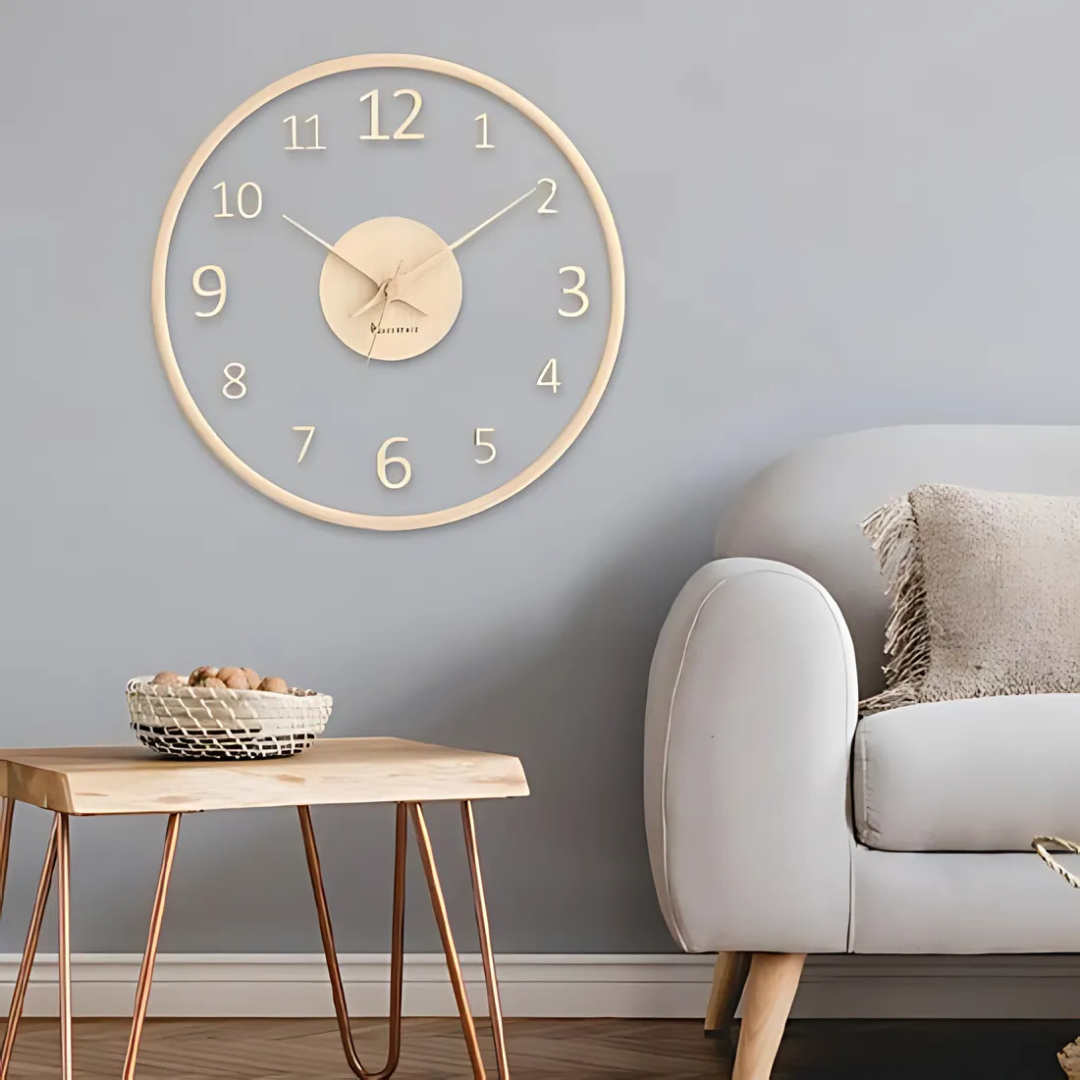 Metron - Elegante Holz-Wanduhr mit Glaskonzept für stimmungsvolle Innenräume