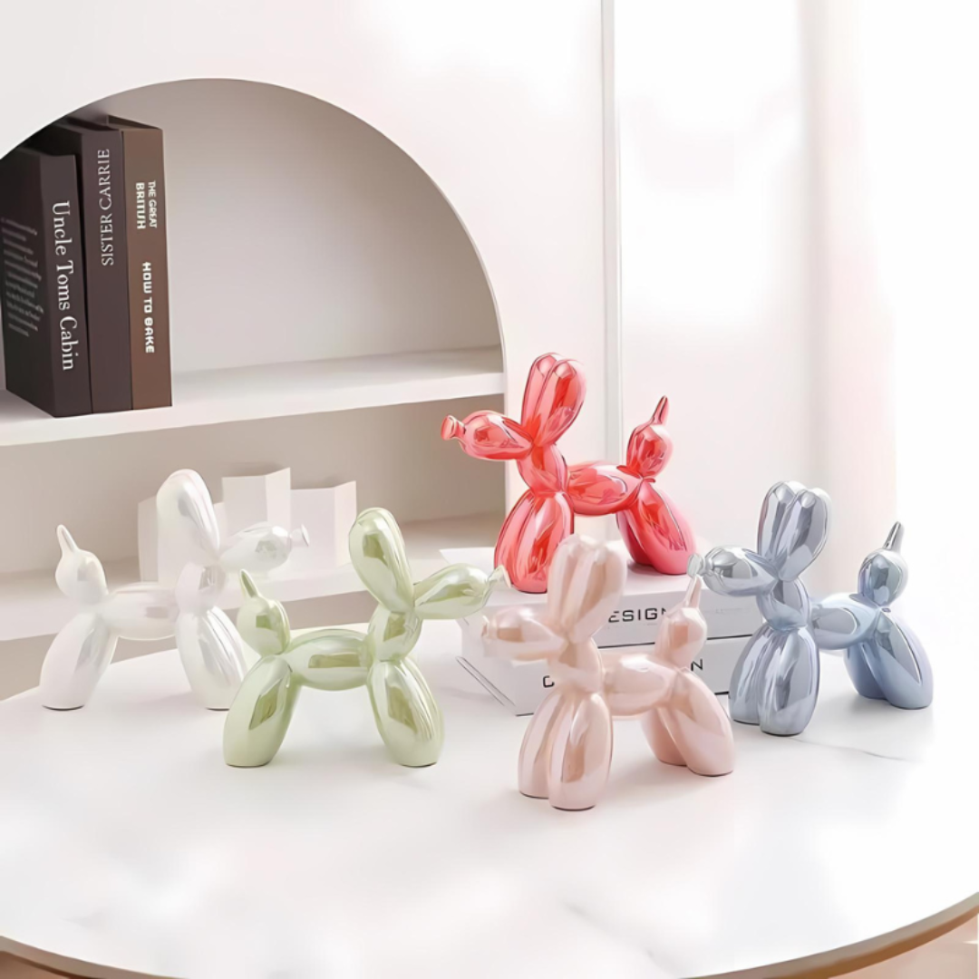 Nyxis - Einzigartige dekorative Keramikballonhund-Skulptur für ein faszinierendes Interieur
