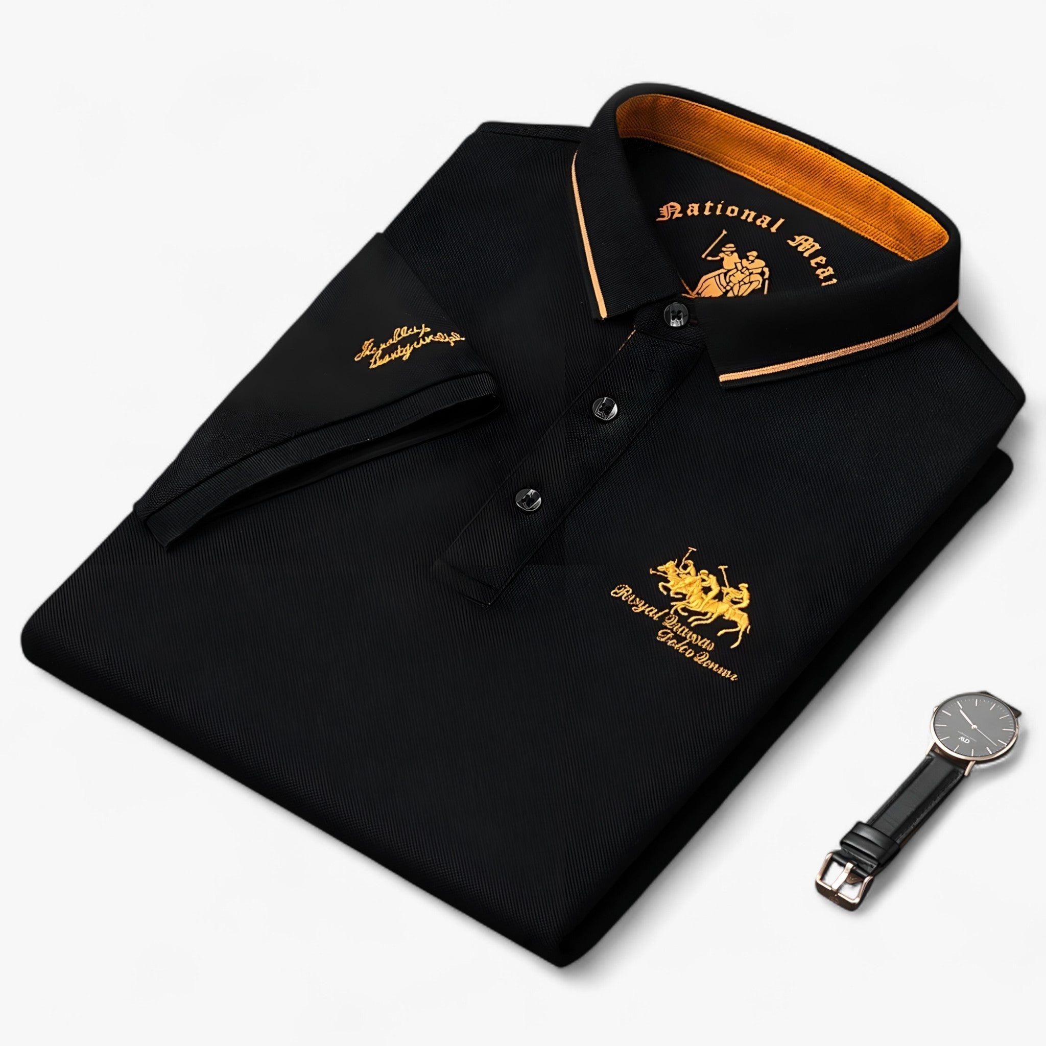 Einfarbiges Herr-Polyester-Poloshirt – reguläre Passform, verschiedene Größen und Farben