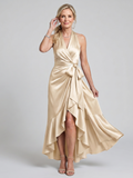 Honora | Neckholder-Wickelkleid mit asymmetrischem Saum