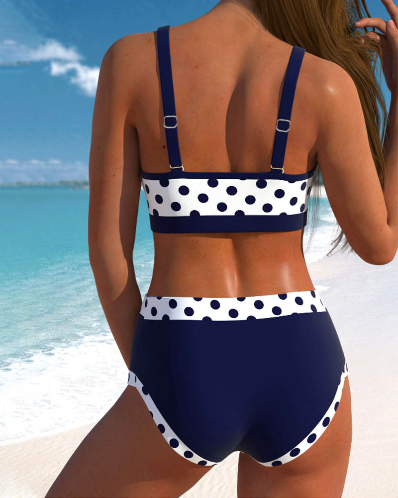 Hannah | Eleganter Patchwork-Hochschnitt-Bikini mit Erdtupfeln für einen trendigen Sommerlook