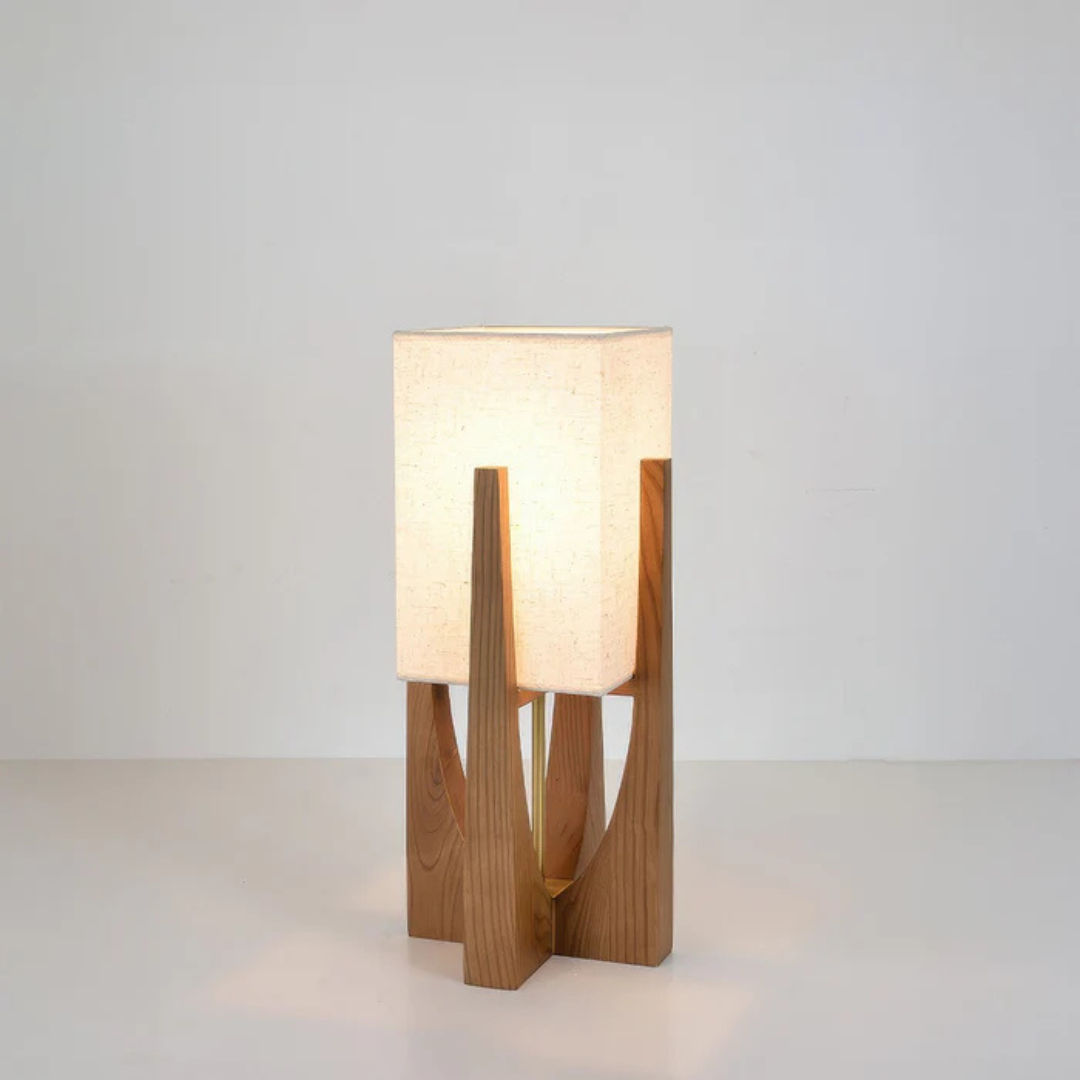 Luxora - Elegante Japanischer Stil Stehleuchte mit warmem Holzfinish