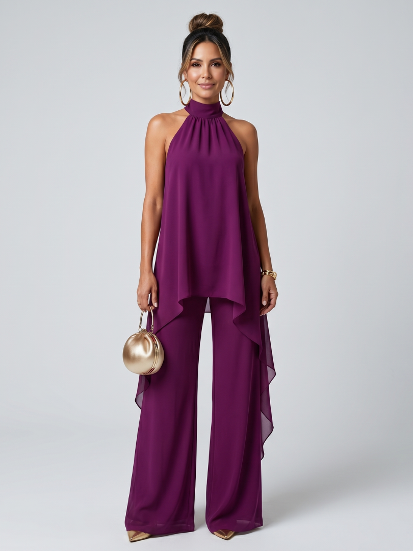 Zareen | Asymmetrisches Tunika-Oberteil mit weitem Bein und Hosen-Set