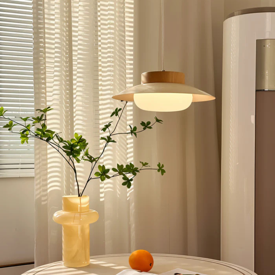 Fulgeo - Elegante skandinavische Creme-Pendelleuchte für den beleuchteten Esstisch