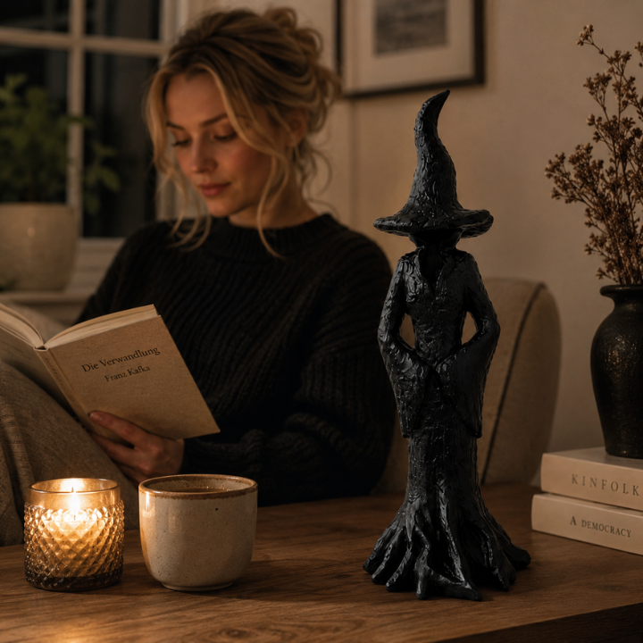 Hexen-Gartenstatue - Handgefertigte Wächterfigur aus Harz