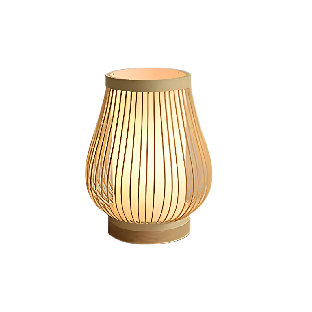 Theia - Moderner japanischer LED-Tischleuchte mit elegantem Bambusholz-Finish