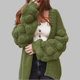 Vintage-Stil Oversize-Strickcardigan mit grobem Strick und offener Front