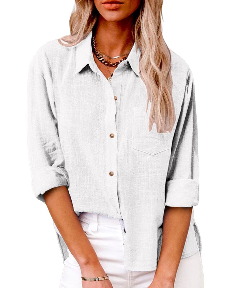 Damen Lockere Bluse - Casual Hemdbluse mit weiter Passform