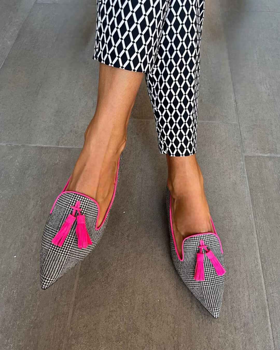 Pointed-Toe Loafer with Fluorescent Fringes