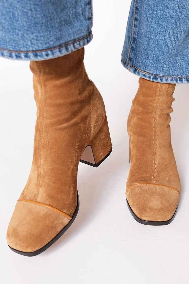 Damen-Suede-Knöchelstiefel mit Reißverschluss für stilvollen Komfort