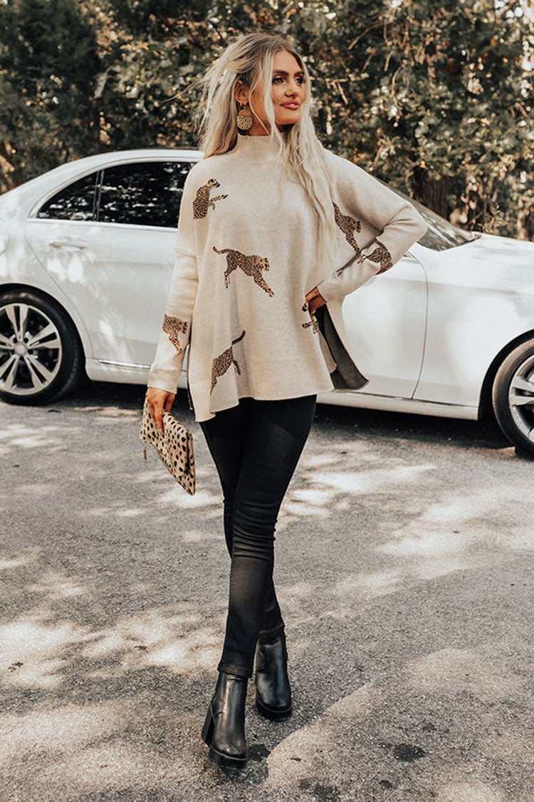 VIDA – Lässiges Vintage-T-Shirt mit Tiger- und Leopardenmuster