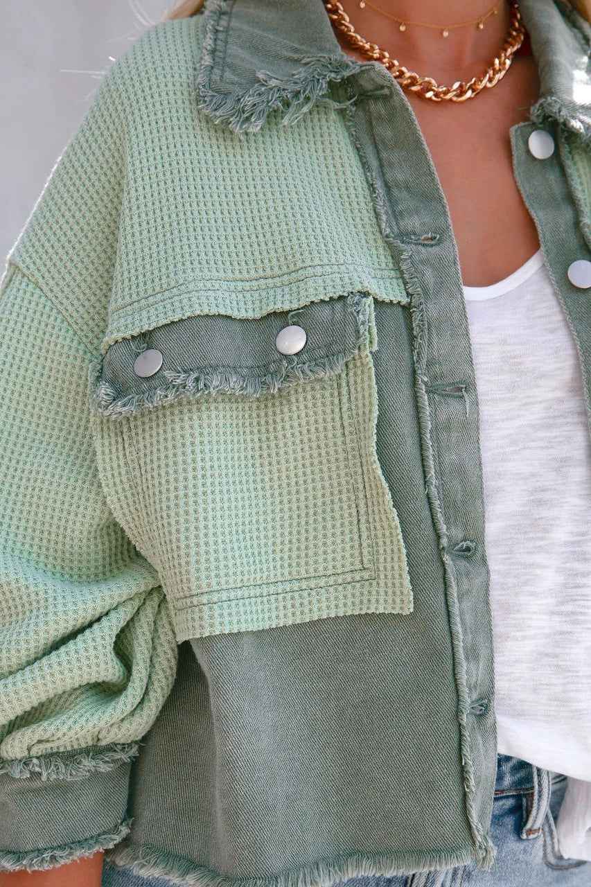 Lässige Waffelstrick-Kurzmantel mit gebürstetem Finish