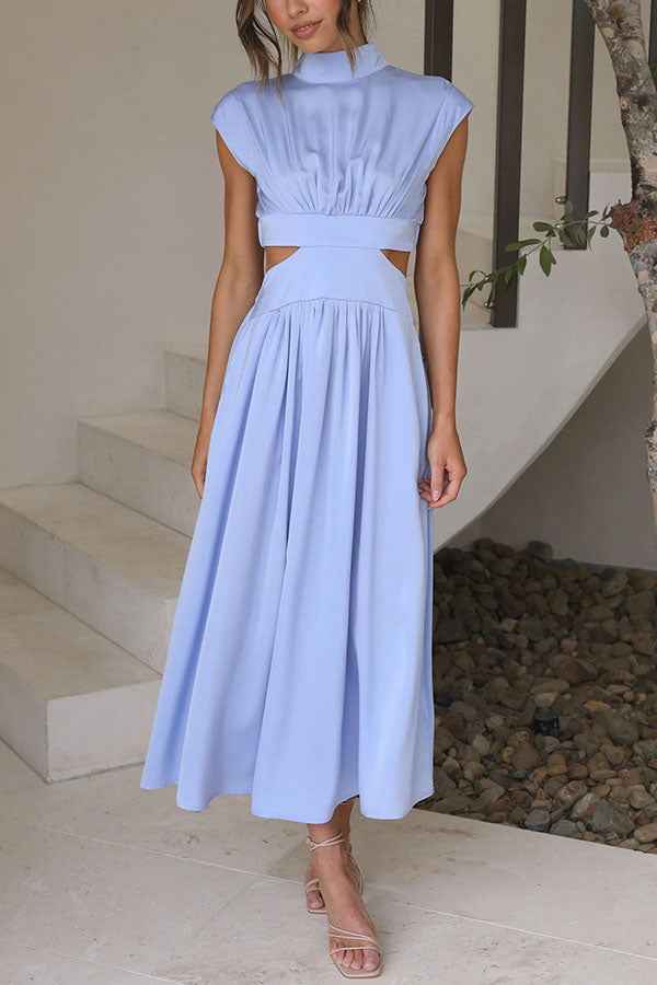 Quincy | Elegantes Midikleid mit Cut-Out-Detail und Taschen