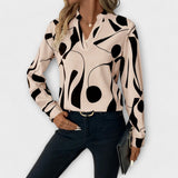 ADDISON - Elegante Bluse mit raffiniertem Design Polyester Beige Damen