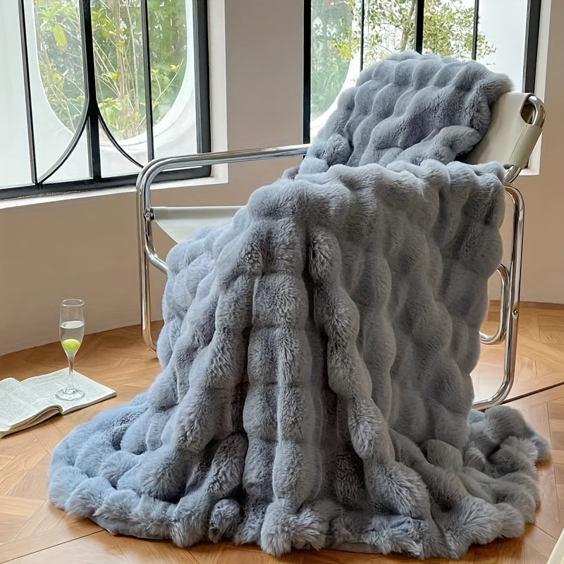 Bubble-Fleece Kuscheldecke - Plüschige Weiche Couchdecke