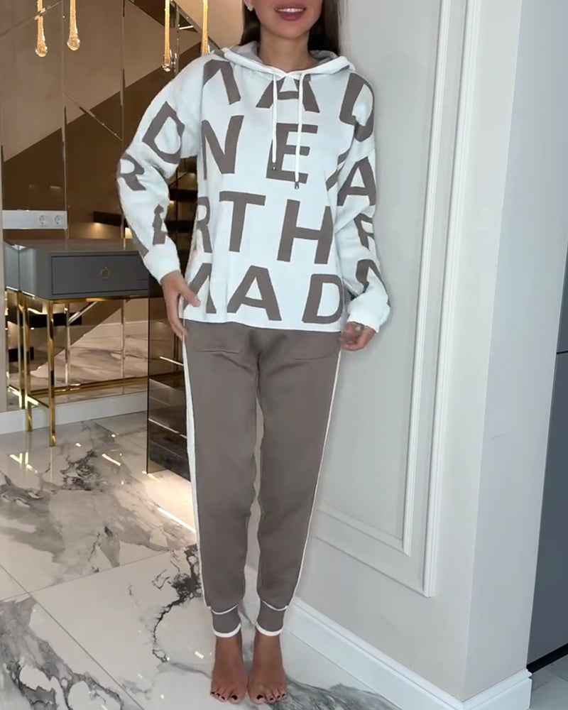 Modischer Kapuzenanzug mit Buchstaben-Design – die perfekte Wahl für stylische Outfits