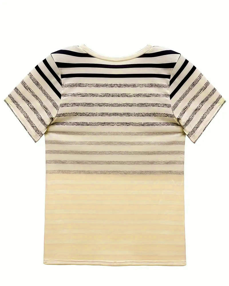 Evelyn – Kurzärmeliges gestreiftes T-Shirt mit elegantem Rundhalsausschnitt