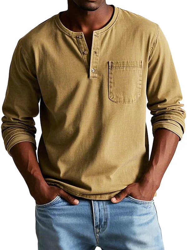 Herren Langarmshirt Henley - Lässig, vielseitig, komfortabel