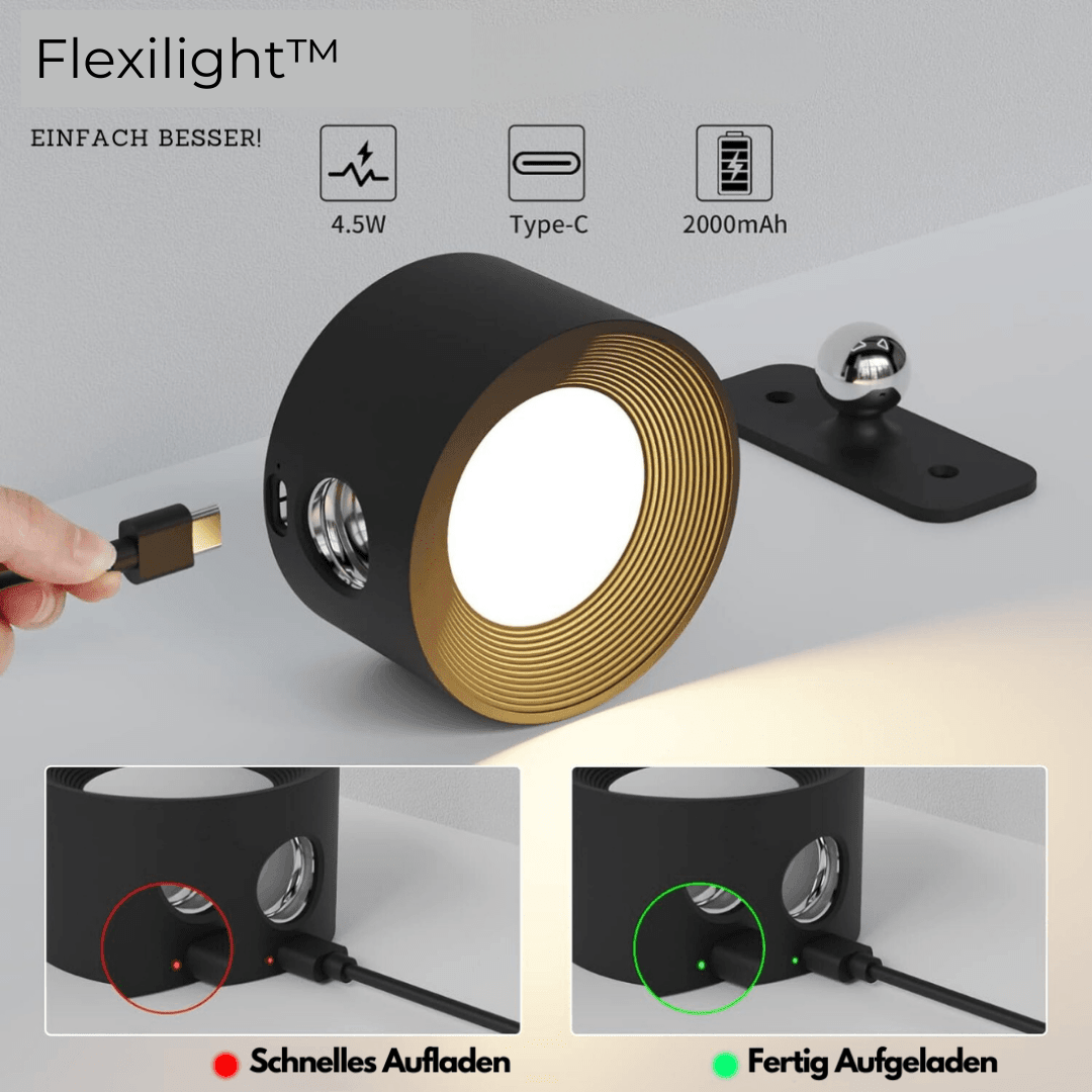 Wandleuchte mit Akku GlowFlex – 360° LED-Beleuchtung, vielseitig, elegant und praktisch