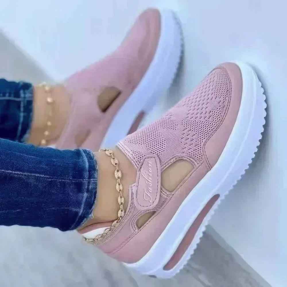 Damen Premium atmungsaktive Kaschmir-Mesh-Plattform-Sneaker für ganztägigen Komfort