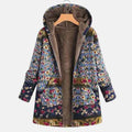 Cappotto con cappuccio Sherpa floreale boho Clarisse — Calore accogliente con fascino boho
