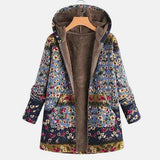 Clarisse Boho-Floral Sherpa-Kapuzenmantel - Kuschelige Wärme mit Boho-Charme