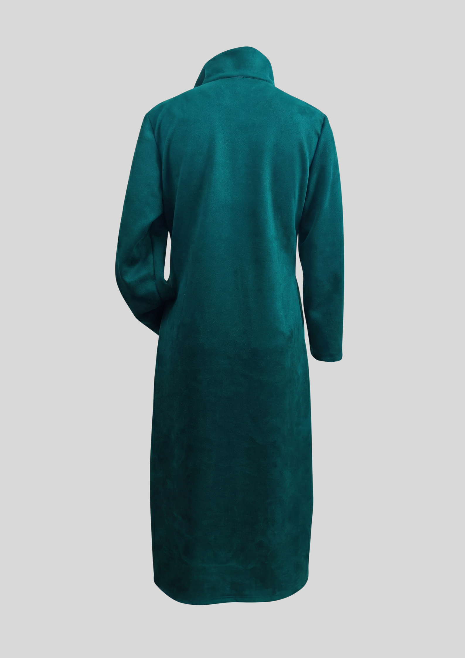 Lässiges Midikleid aus Wildleder in Grün mit Umschlag und Langarm