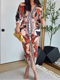 Vintage-Barock-Kleid mit langen Ärmeln und tiefem V-Ausschnitt Damen
