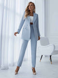 Dame elegant to-rækket skræddersyet jakkesæt med smart lang blazer