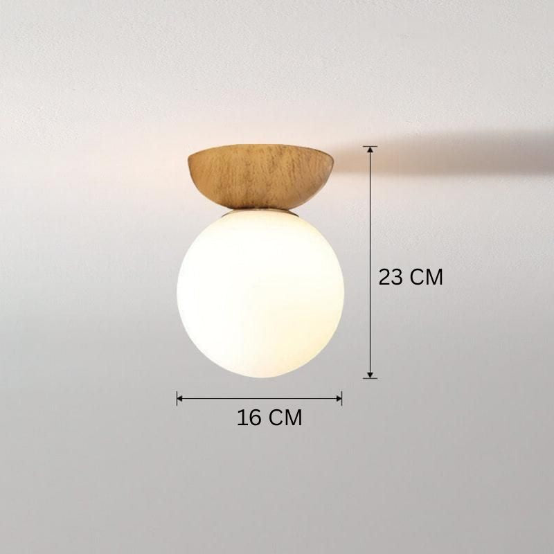 Nordic Orb Deckenlampe - Holzmaserung & Metallakzent