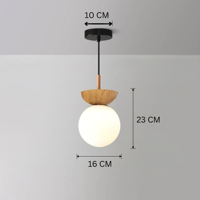 Nordic Orb Deckenlampe - Holzmaserung & Metallakzent