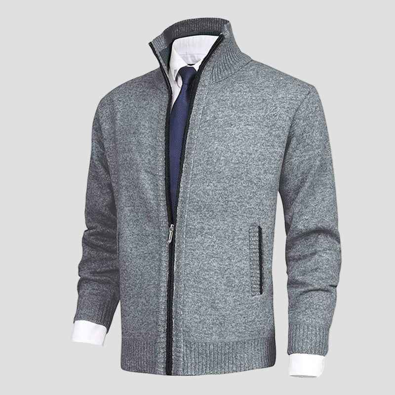 Owen Einfarbiges Strickcardigan mit Stehkragen