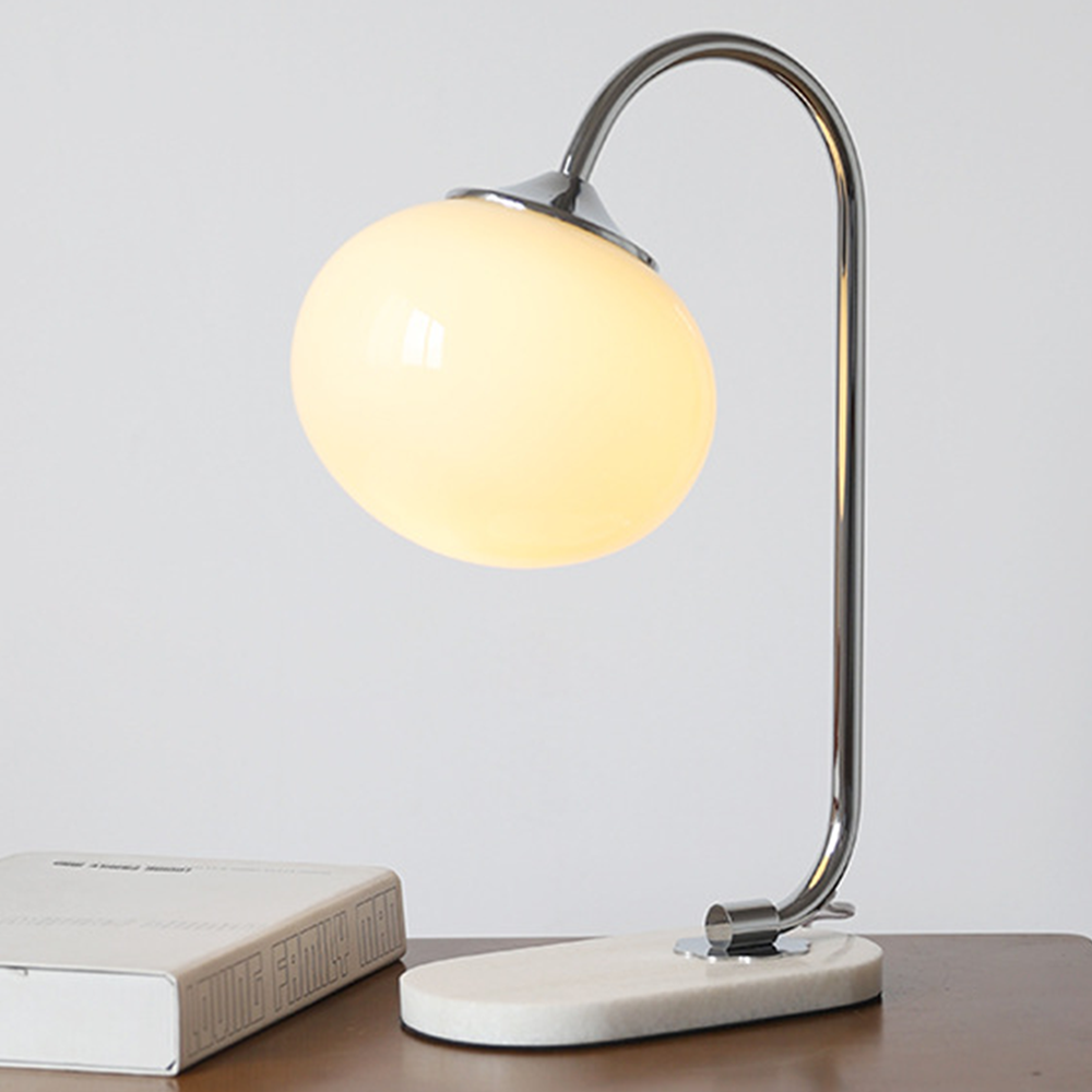 Moderne Designer-Tischlampe aus Glas, Metall, Eisen und Marmor – Elegante Dekoration