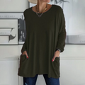Elegant Dame-Langærmet Rundhals Trøje til stilfuld Fritid og Business