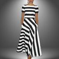 Elegante abito lungo a righe da donna