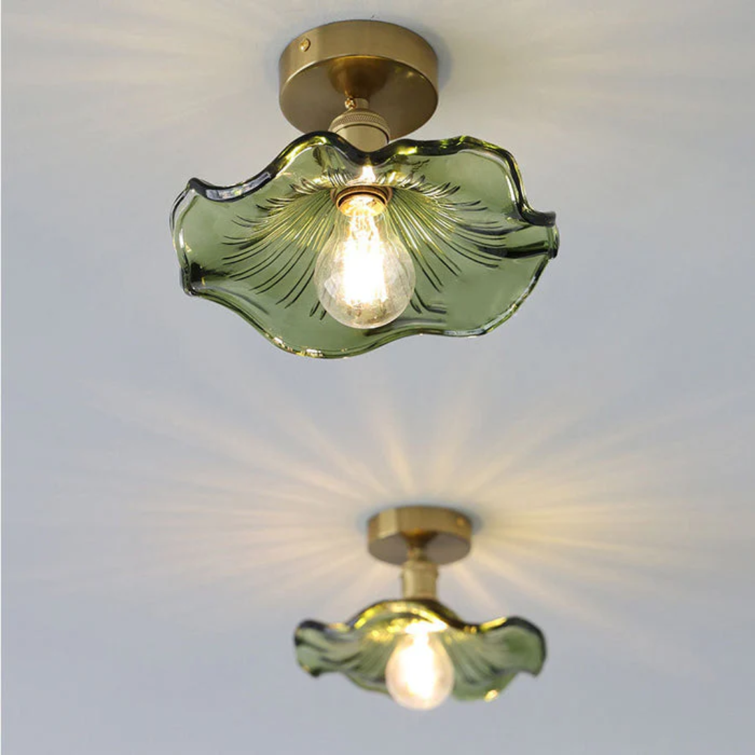 Fyrix - Elegante Glas-Hibiskus-Design Deckenleuchte für stilvolle Beleuchtung
