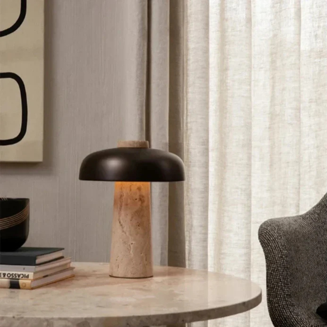 Artemis - Elegante Luxus Travertin LED Tischlampe für stilvolle Beleuchtung