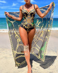 Costume da bagno push-up elegante Endelad con gonna da spiaggia che valorizza la figura