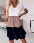 Color-Block-Kleid mit kurzen Ärmeln Damen