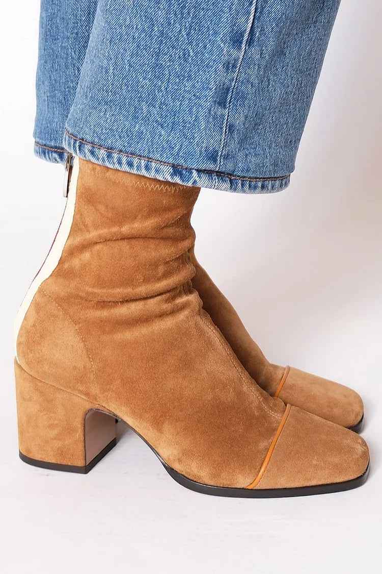 Damen-Suede-Knöchelstiefel mit Reißverschluss für stilvollen Komfort