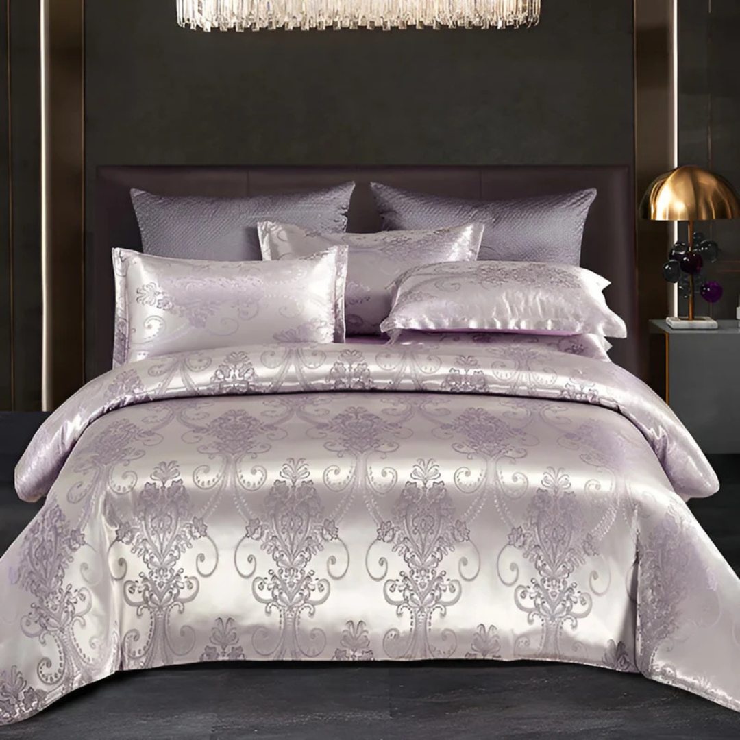 Luxuriöses Satin - Elegantes Satin-Bettbezug mit wunderschönem Blumenmuster