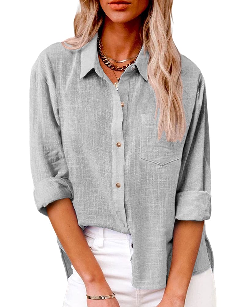 Damen Lockere Bluse - Casual Hemdbluse mit weiter Passform