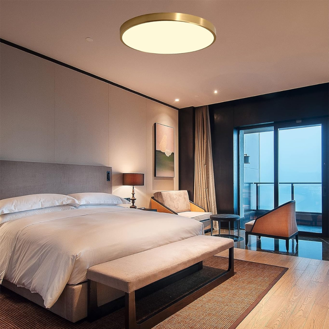 Icho - Elegante ultraflache LED-Deckenlampe in Gold für moderne Beleuchtung