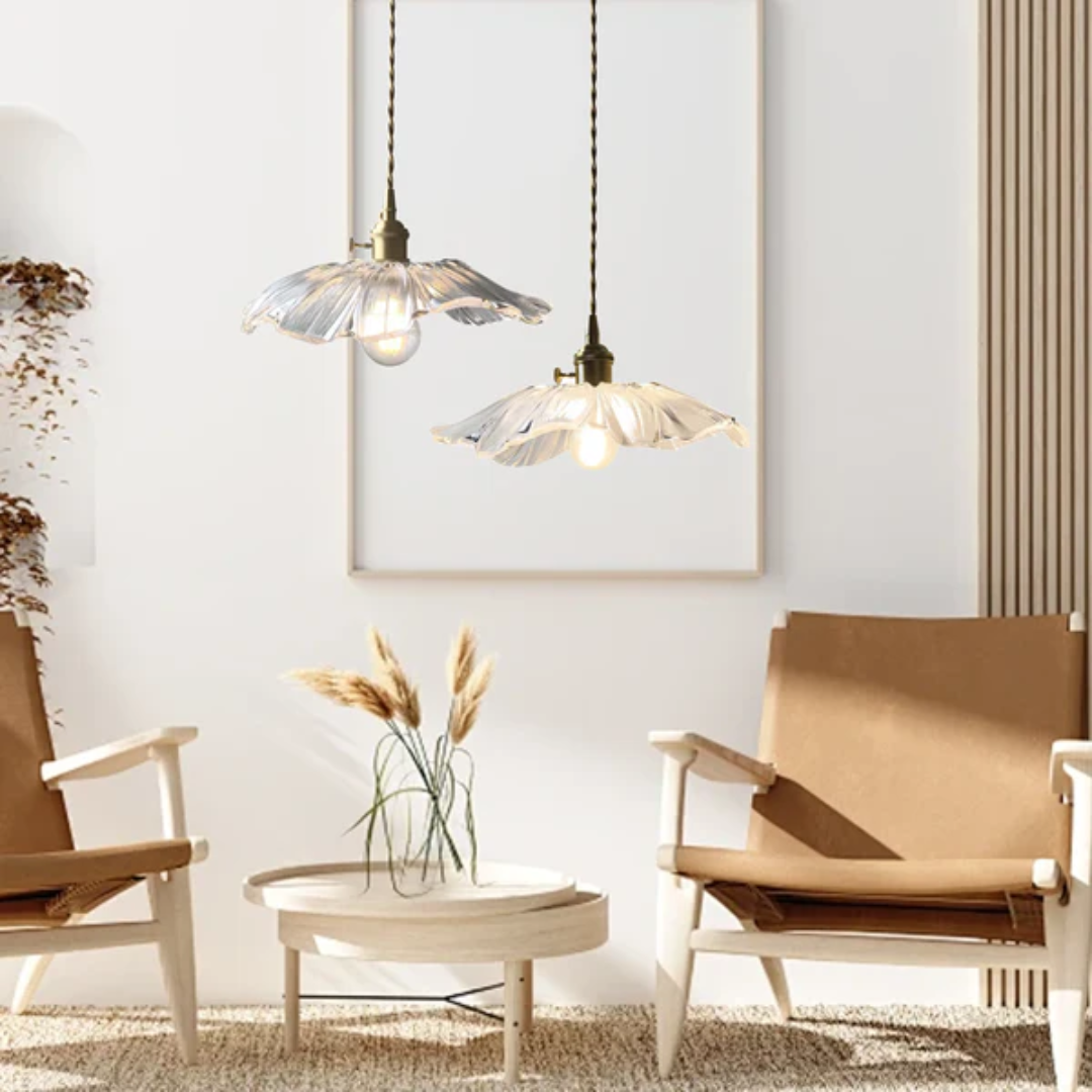 Myloq - Vintage Lotus Design Glas-Hängelampe für eine stilvolle Atmosphäre