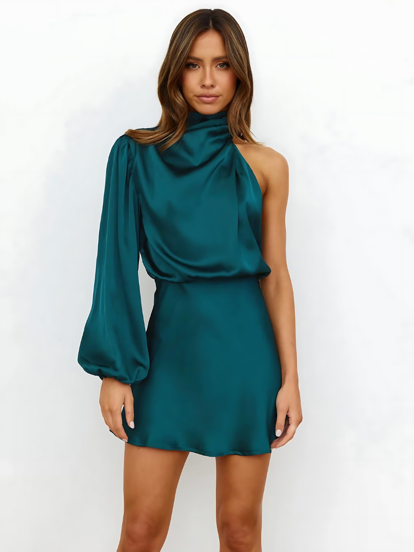 Eline | Satin-Ein-Schulter-Kleid