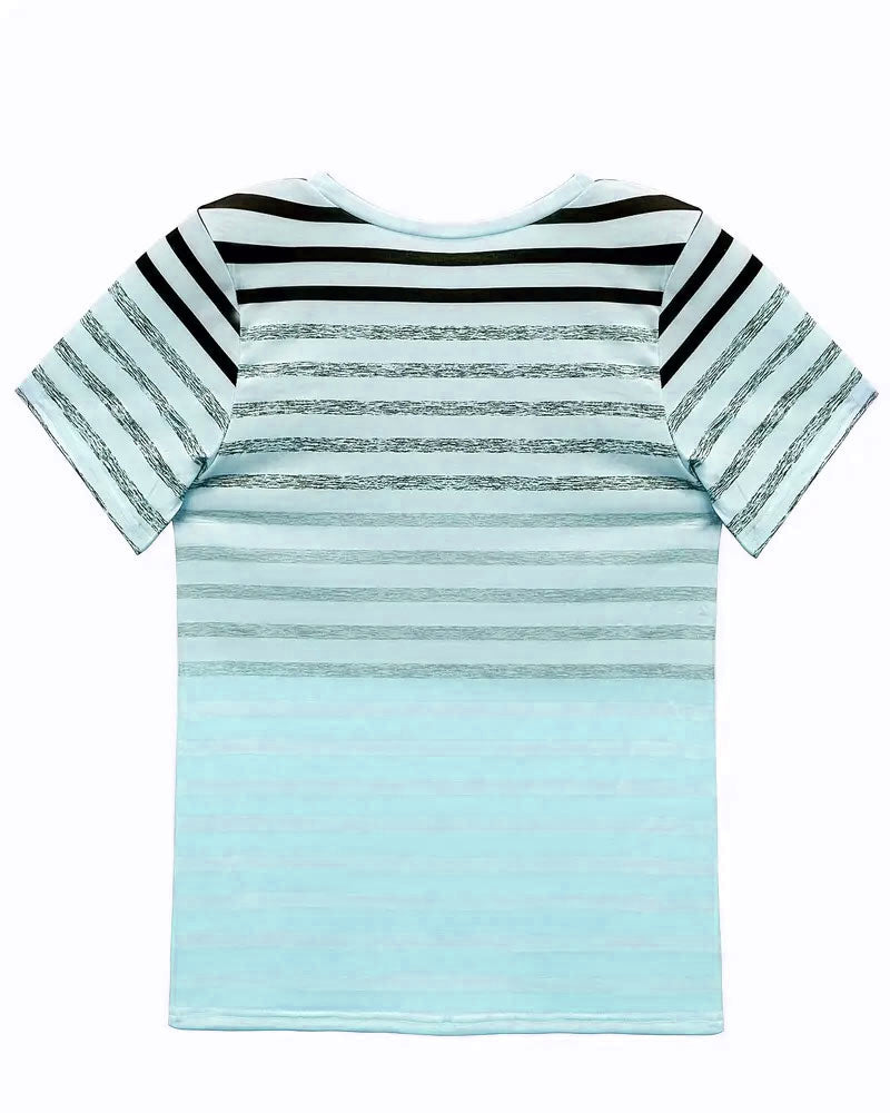 Evelyn – Kurzärmeliges gestreiftes T-Shirt mit elegantem Rundhalsausschnitt