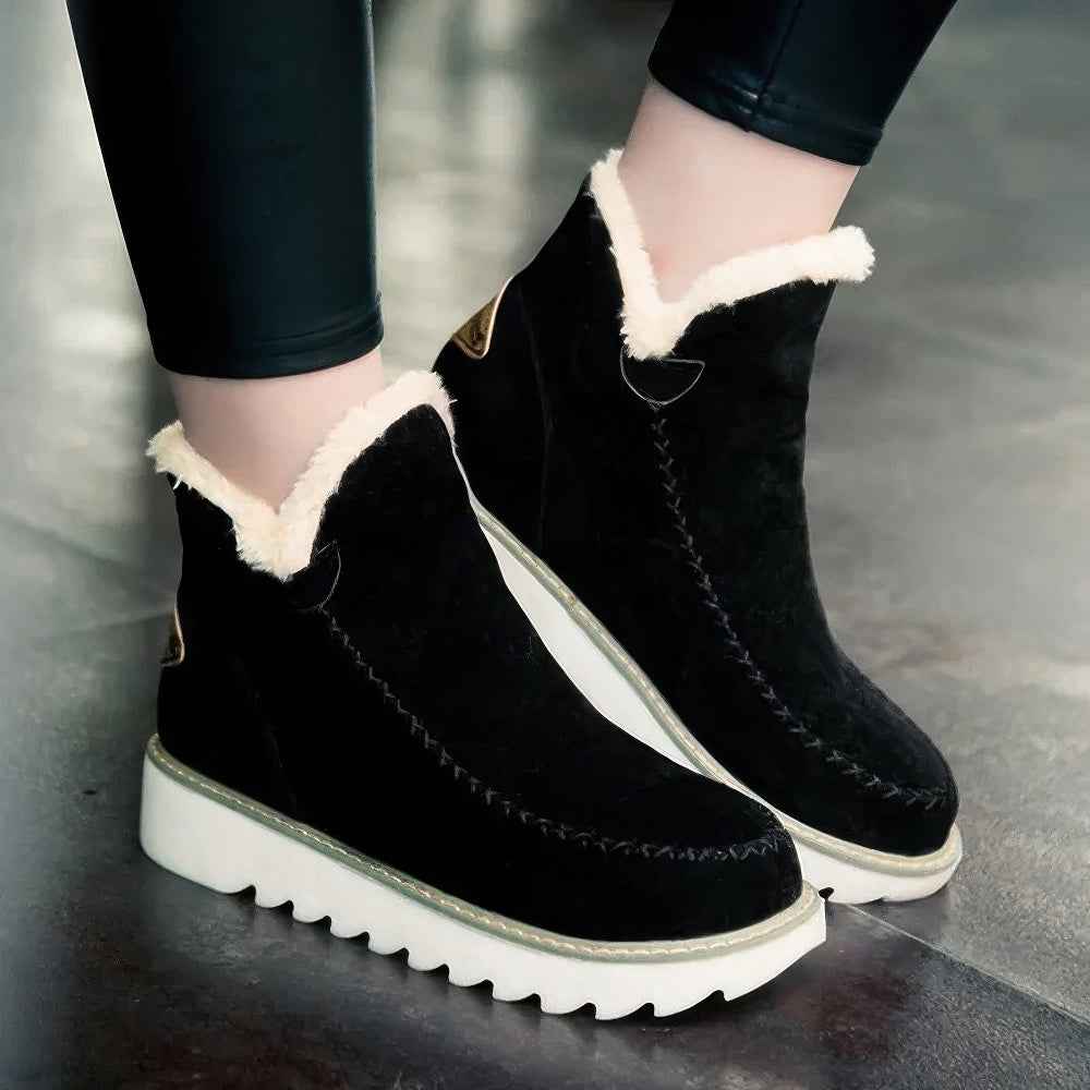 Ankle-Schuhe aus Kaschmir und Wildleder für Damen, perfekt für Schnee