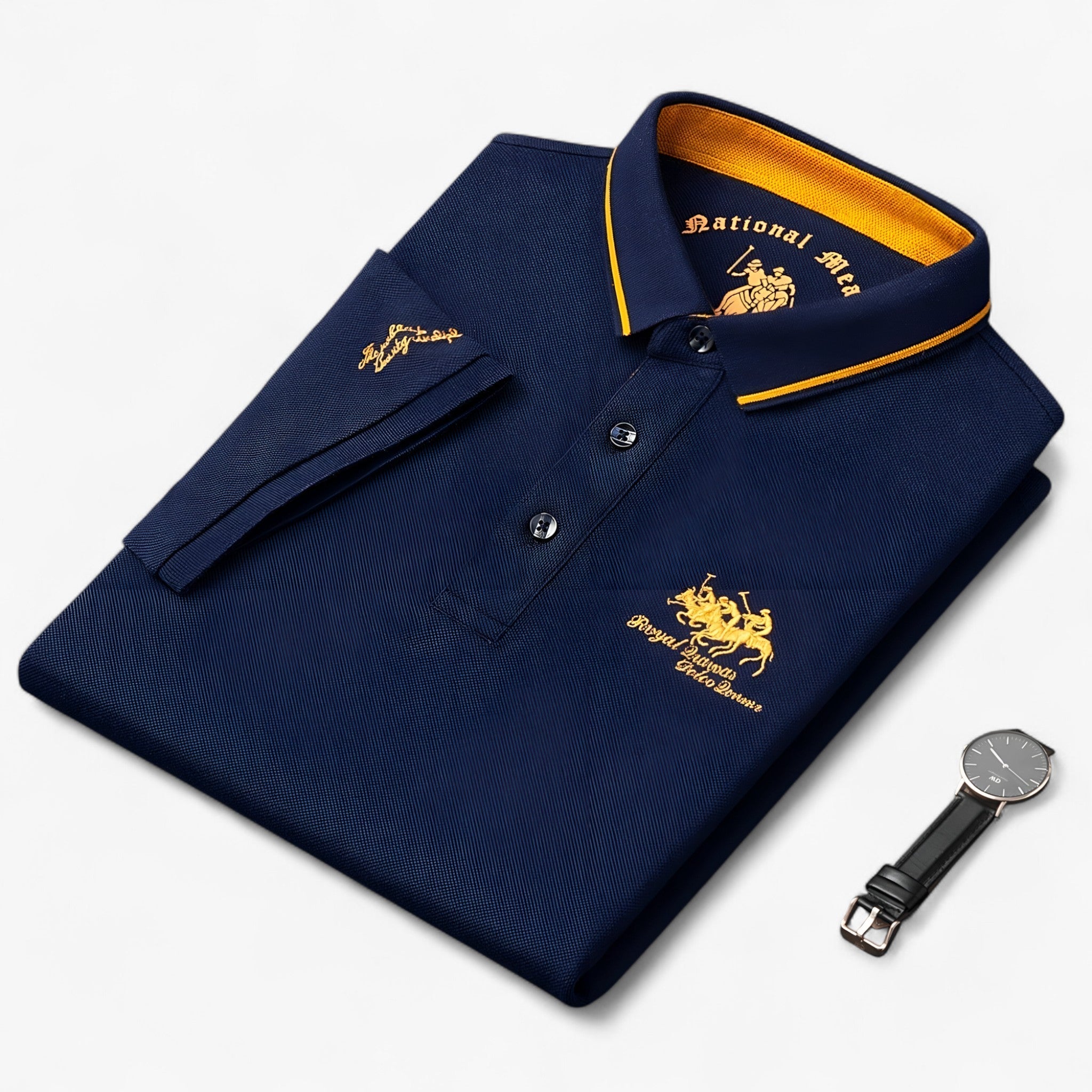 Einfarbiges Herr-Polyester-Poloshirt – reguläre Passform, verschiedene Größen und Farben